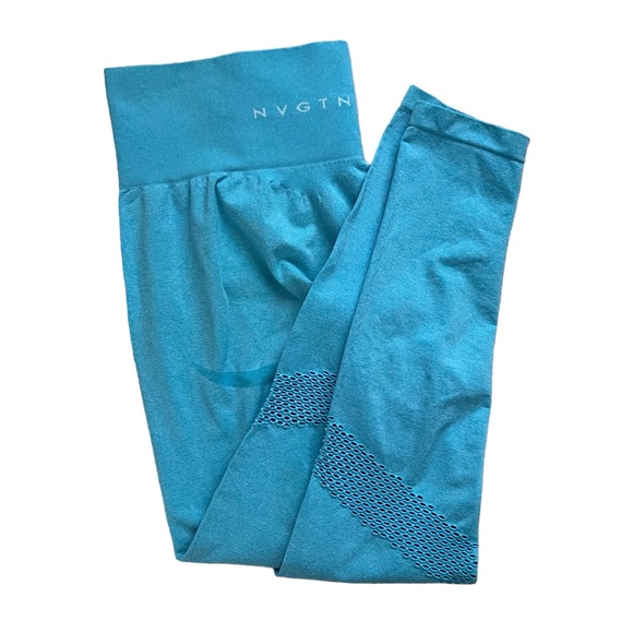 NVGTN Pants - NVGTN Contour Seamless Legging Bright Aqua Blue High Rise Seamless Gym Medium